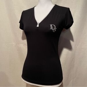 Christian Dior Rhinestones Logo Shirt Size Small